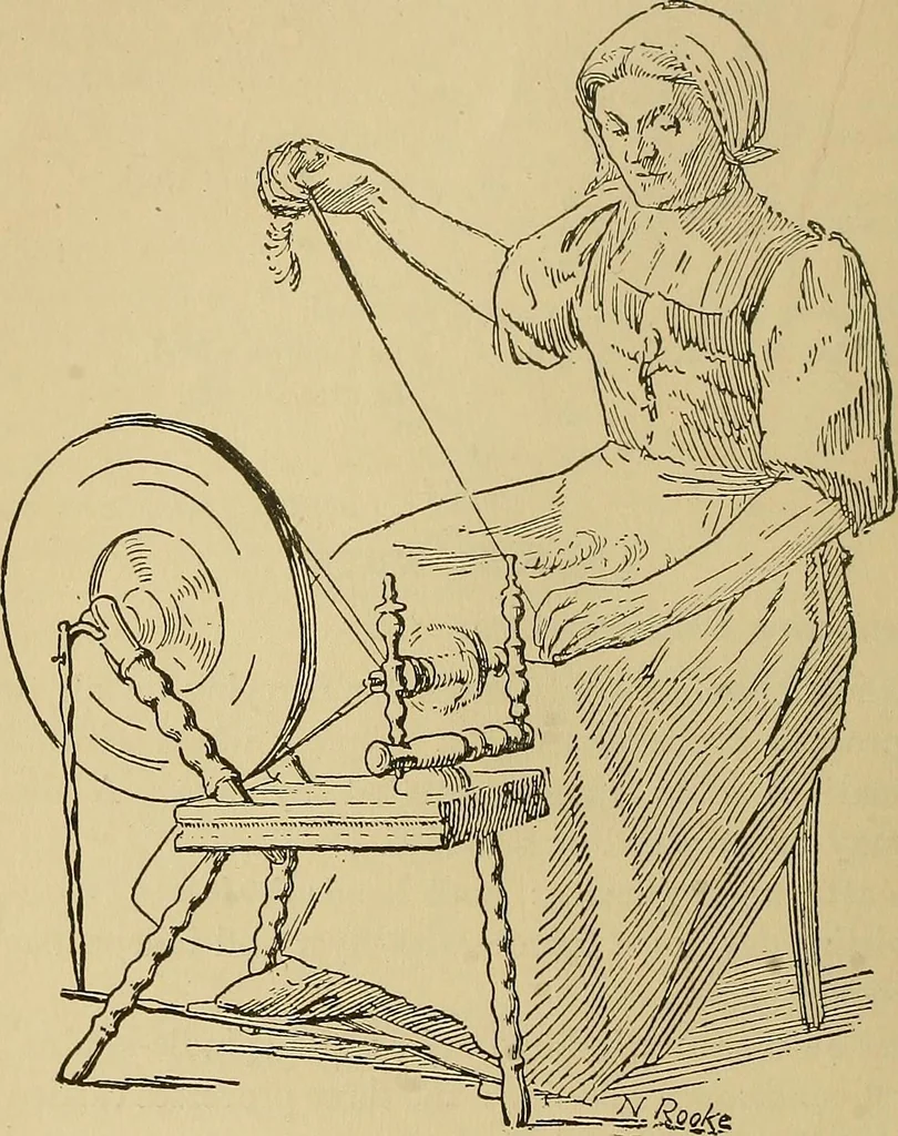 An illustration from Yarn and cloth making; an economic study; a college and normal schools text preliminary to fabric study, and a reference for teachers of industrial history and art in secondary and elementary schools, 1918, leaf 85