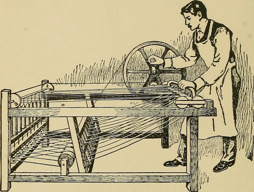 An illustration from Yarn and cloth making; an economic study; a college and normal schools text preliminary to fabric study, and a reference for teachers of industrial history and art in secondary and elementary schools, 1918, leaf 93