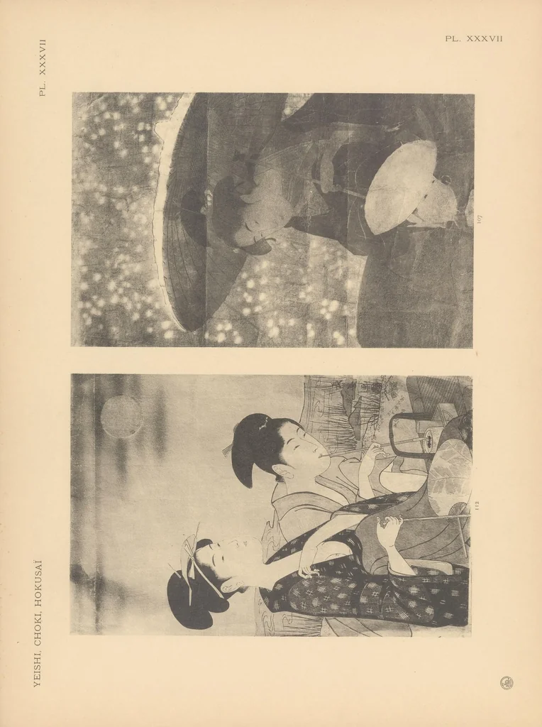 An illustration from Yeishi, Choki, Hokusaï : estampes japonaises tirées des collections de MM. Bing, Bouasse-Lebel, Bullier...[et d'autres] et exposées au Musée des arts décoratifs en janvier, 1913, 1913, leaf 100