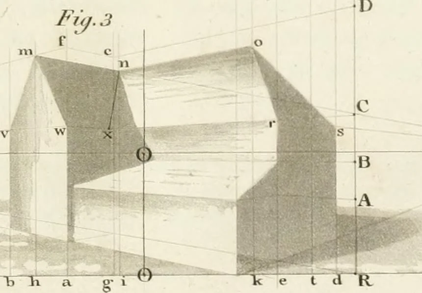An illustration from The young painter's maulstick : being a practical treatise on perspective, containing rules and principles for delineation on planes ... : founded on the clear mechanical process of Vignola and Sirigatti, united with the theoretic principles of the celebrated Dr. Brook Taylor : addressed to students in drawing, 1800, leaf 104