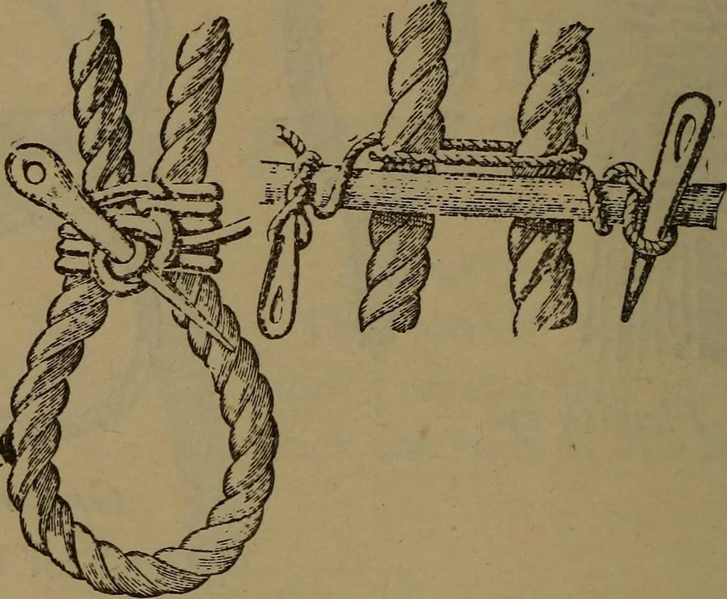 An illustration from Young sailor's assistant in practical seamanship including the rules of the road; directions for resuscitating the apparently drowned, etc., etc., together with the salutes ... naval signal flags, Very's lights, and the international code of signals, 1893, leaf 137