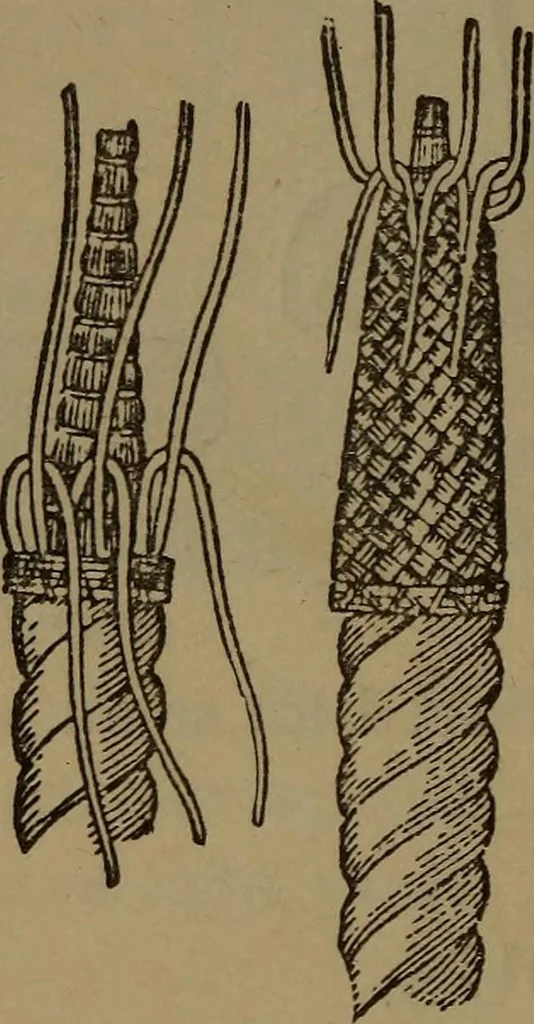 An illustration from Young sailor's assistant in practical seamanship including the rules of the road; directions for resuscitating the apparently drowned, etc., etc., together with the salutes ... naval signal flags, Very's lights, and the international code of signals, 1893, leaf 141