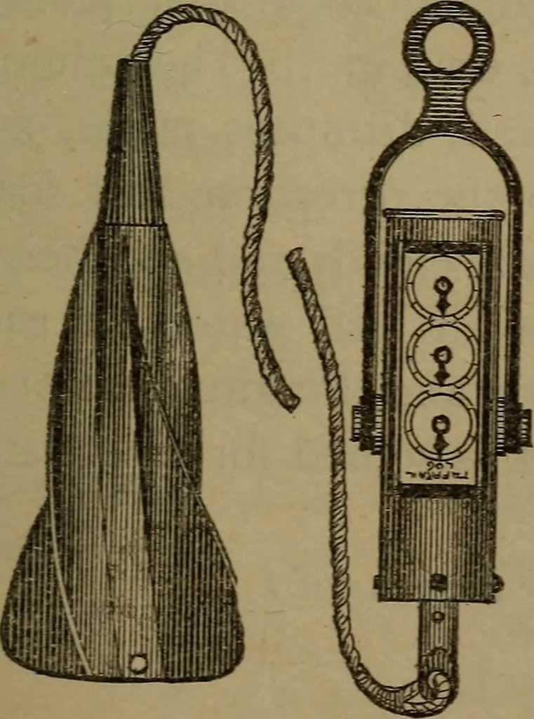 An illustration from Young sailor's assistant in practical seamanship including the rules of the road; directions for resuscitating the apparently drowned, etc., etc., together with the salutes ... naval signal flags, Very's lights, and the international code of signals, 1893, leaf 232