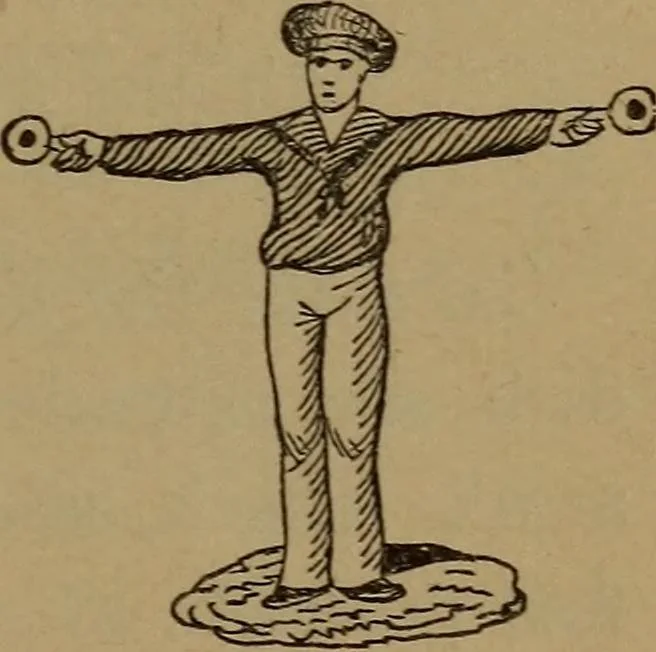 An illustration from Young sailor's assistant in practical seamanship including the rules of the road; directions for resuscitating the apparently drowned, etc., etc., together with the salutes ... naval signal flags, Very's lights, and the international code of signals, 1893, leaf 28