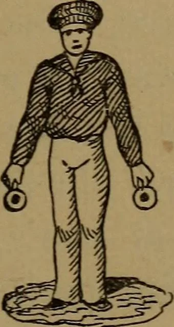 An illustration from Young sailor's assistant in practical seamanship including the rules of the road; directions for resuscitating the apparently drowned, etc., etc., together with the salutes ... naval signal flags, Very's lights, and the international code of signals, 1893, leaf 28