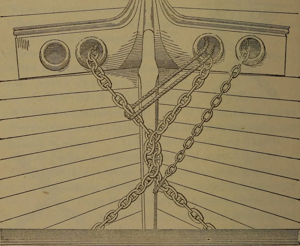 An illustration from Young sailor's assistant in practical seamanship including the rules of the road; directions for resuscitating the apparently drowned, etc., etc., together with the salutes ... naval signal flags, Very's lights, and the international code of signals, 1893, leaf 395