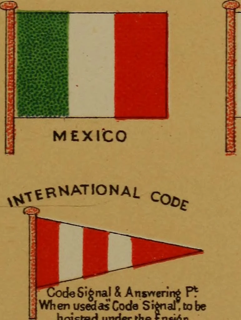 An illustration from Young sailor's assistant in practical seamanship including the rules of the road; directions for resuscitating the apparently drowned, etc., etc., together with the salutes ... naval signal flags, Very's lights, and the international code of signals, 1893, leaf 40