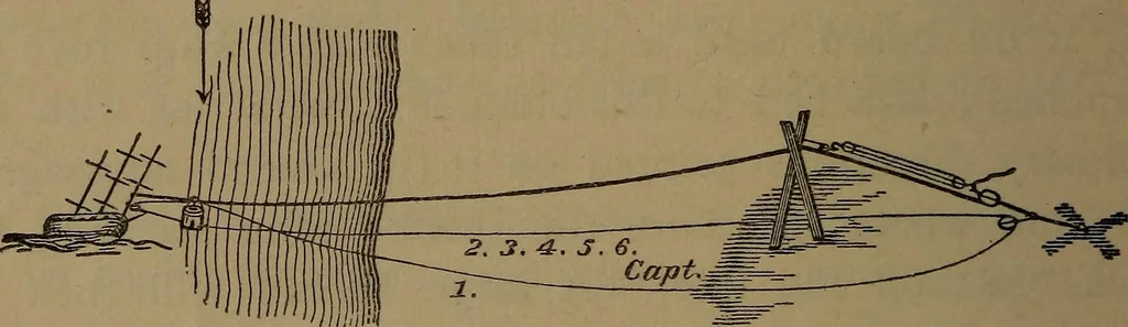 An illustration from Young sailor's assistant in practical seamanship including the rules of the road; directions for resuscitating the apparently drowned, etc., etc., together with the salutes ... naval signal flags, Very's lights, and the international code of signals, 1893, leaf 433