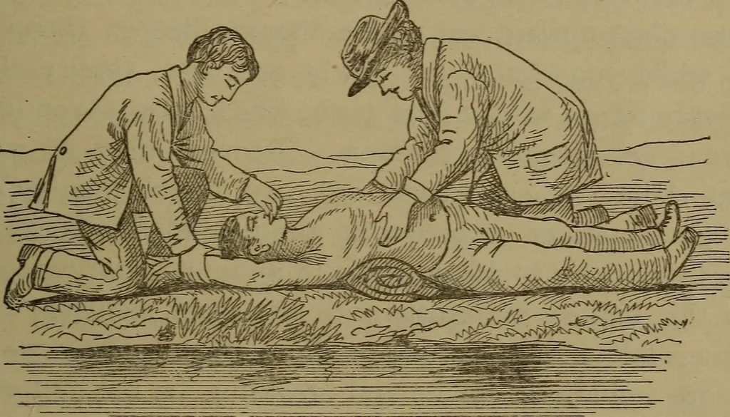 An illustration from Young sailor's assistant in practical seamanship including the rules of the road; directions for resuscitating the apparently drowned, etc., etc., together with the salutes ... naval signal flags, Very's lights, and the international code of signals, 1893, leaf 446