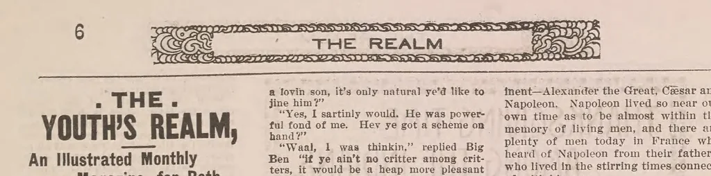 An illustration from The Youth's realm, 1906, leaf 6