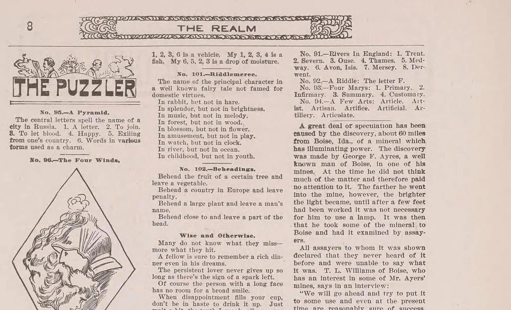 An illustration from The Youth's realm, 1906, leaf 8