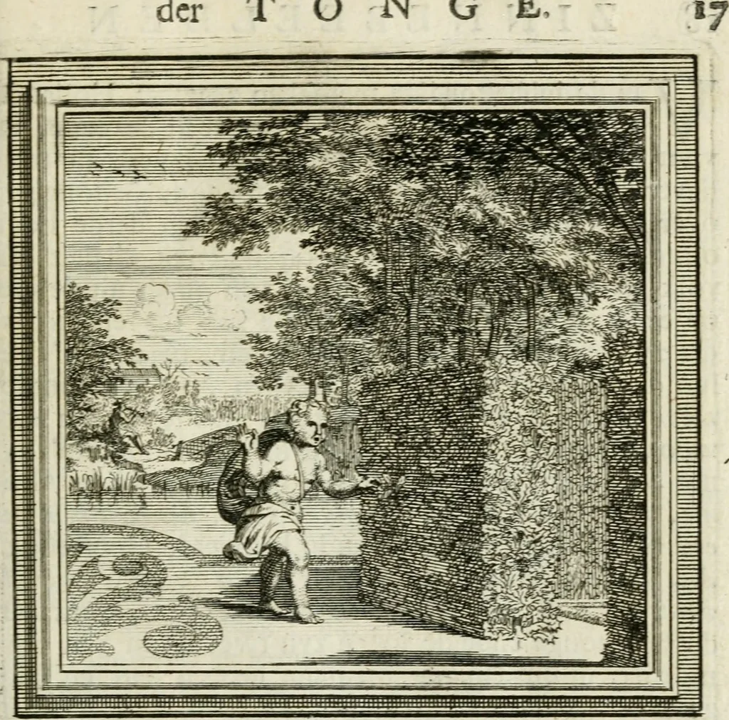 An illustration from Zederyke zinnebeelden der tonge, 1716, leaf 54