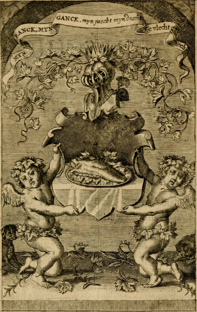 An illustration from Zeeusche nachtegael : ende des selfs driederley ghesang : geheel anders in der waerheydt verthoont, als de selve voor desen by sommige uyt enckel misverstant verkeerdelijck is gheoordeelt, 1633, leaf 15