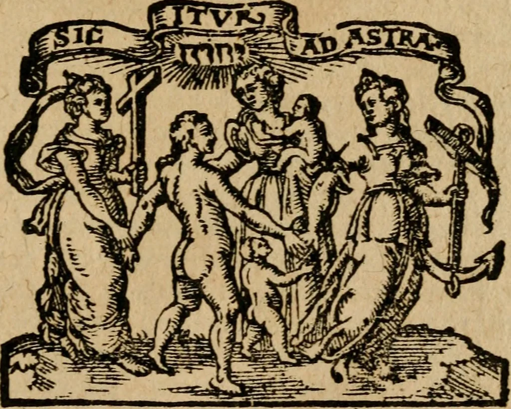 An illustration from Zeeusche nachtegael : ende des selfs driederley ghesang : geheel anders in der waerheydt verthoont, als de selve voor desen by sommige uyt enckel misverstant verkeerdelijck is gheoordeelt, 1633, leaf 226