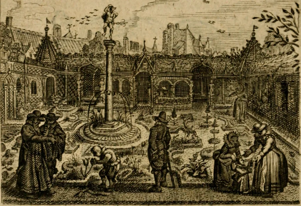 An illustration from Zeeusche nachtegael : ende des selfs driederley ghesang : geheel anders in der waerheydt verthoont, als de selve voor desen by sommige uyt enckel misverstant verkeerdelijck is gheoordeelt, 1633, leaf 233