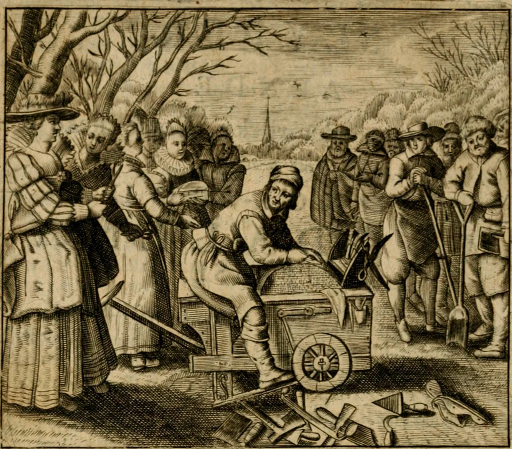 An illustration from Zeeusche nachtegael : ende des selfs driederley ghesang : geheel anders in der waerheydt verthoont, als de selve voor desen by sommige uyt enckel misverstant verkeerdelijck is gheoordeelt, 1633, leaf 283