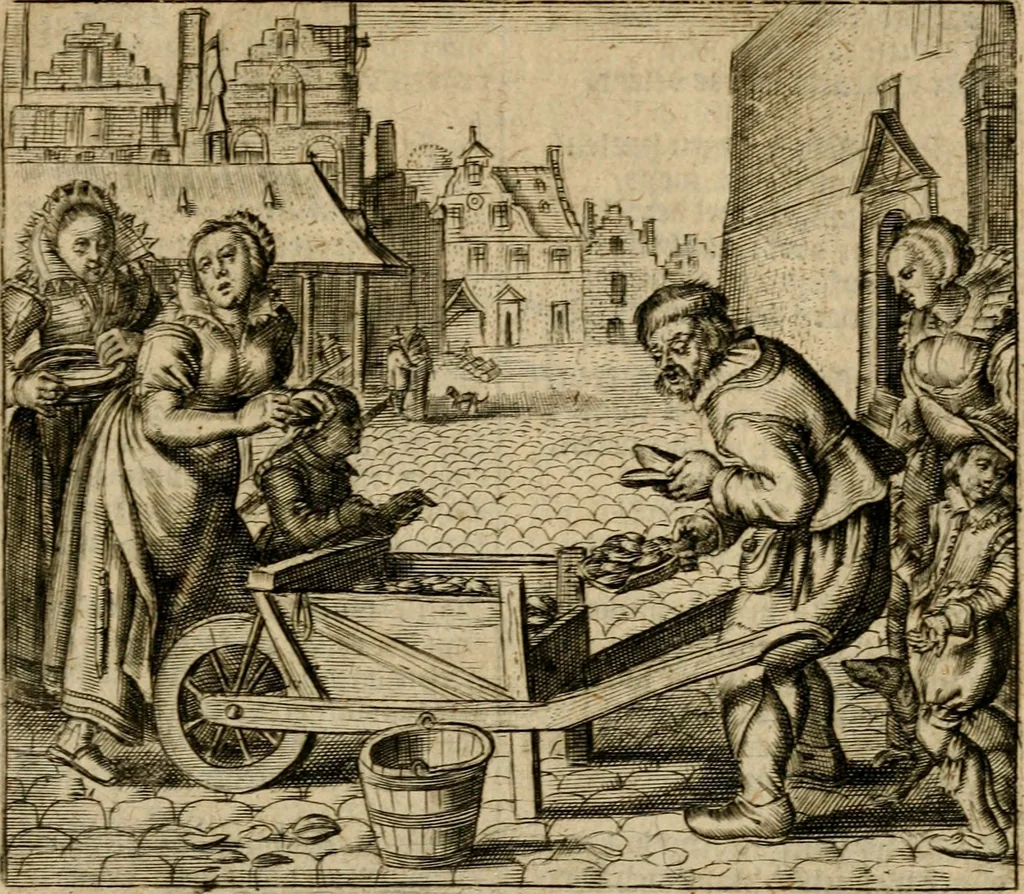An illustration from Zeeusche nachtegael : ende des selfs driederley ghesang : geheel anders in der waerheydt verthoont, als de selve voor desen by sommige uyt enckel misverstant verkeerdelijck is gheoordeelt, 1633, leaf 298