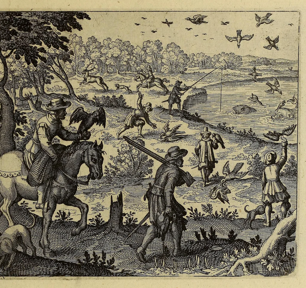 An illustration from Zehender Theil America. : Darinnen zubefinden: erstlich, zwo Schiffarten Herrn Americi Vesputii vnter König Ferdinando in Castilien vollbracht. Zum andern: ein gründlicher Bericht von dem jetzigen Zustand der Landschafft Virginien, wie nemlich der Friede mit den Indianern, vollnzogen, vnd den Englischen zum Schutz dess Lands allda etliche Stätt vnd Vestung erbawet worden. Beneben einer Heyrath dess Königs Powhatans in Virginien Tochter, mit einem vornemmen Englischen, durch Raphe Homar einen Secretarien in Virginien beschrieben, in Hochteutsch vbersetzt. Zum dritten: ein warhafftige Beschreibung dess newen Engellands, einer Landschafft in Nord-Indien, eines Theils in America, von Capitein Johann Schmiden, Rittern vnd Admiraln beschrieben, neben einem Discurs, wie er auff der andern Reyse von den Frantzosen gefangen, vnd widerumb Anno 1616. erlediger worden., 1618, leaf 105