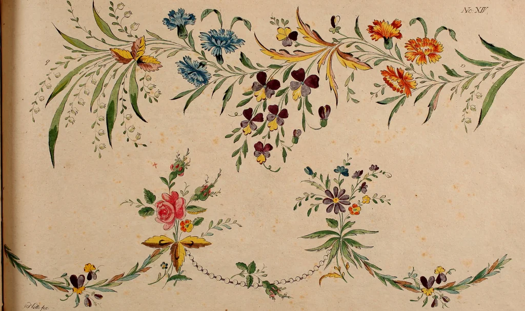An illustration from Zeichen- Mahler- und Stickerbuch zur Selbstbelehrung für Damen, welche sich mit diesen Künsten beschäftigen, 1795, leaf 92