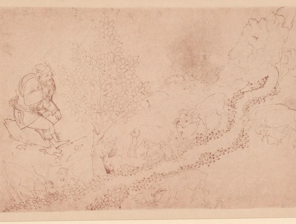 An illustration from Zeichnungen von Riza Abbasi .., 1914, leaf 136