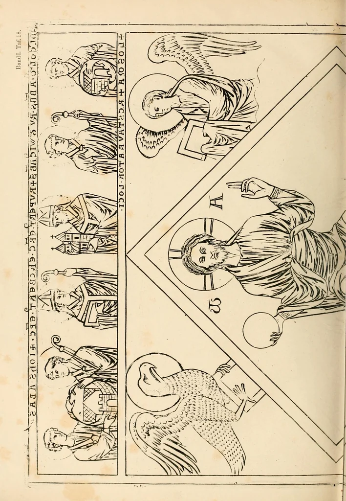 An illustration from Zeitschrift für christliche Archäologie und Kunst, 1856, leaf 350