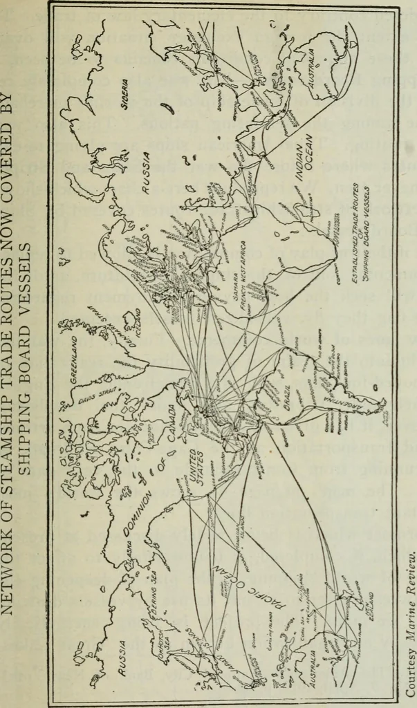 An illustration from (Zimmermann on) ocean shipping, 1921, leaf 62
