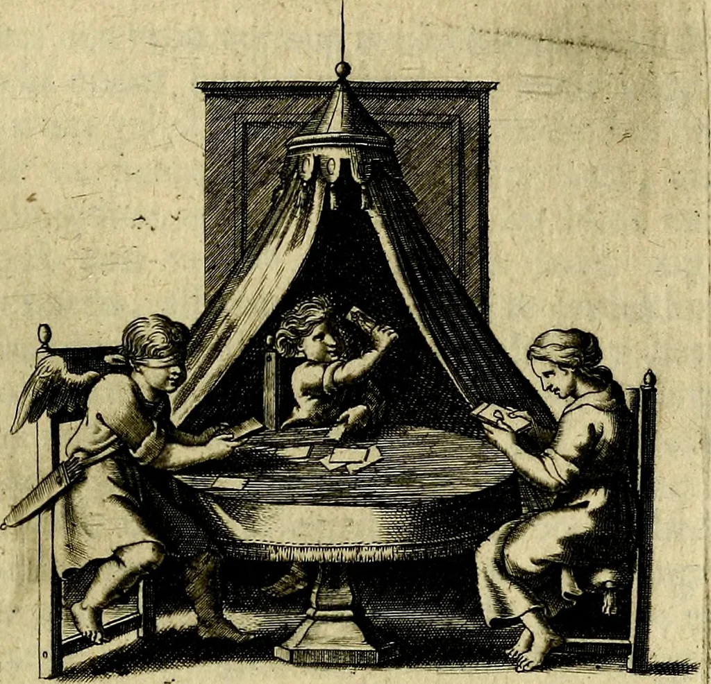 An illustration from Zinne-beelden der liefde, met puntdigten en aanteekeningen, 1703, leaf 254