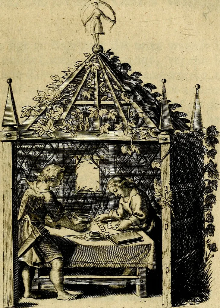 An illustration from Zinne-beelden der liefde, met puntdigten en aanteekeningen, 1703, leaf 280