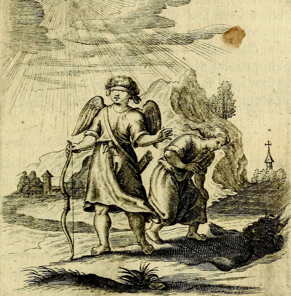 An illustration from Zinne-beelden der liefde, met puntdigten en aanteekeningen, 1703, leaf 334