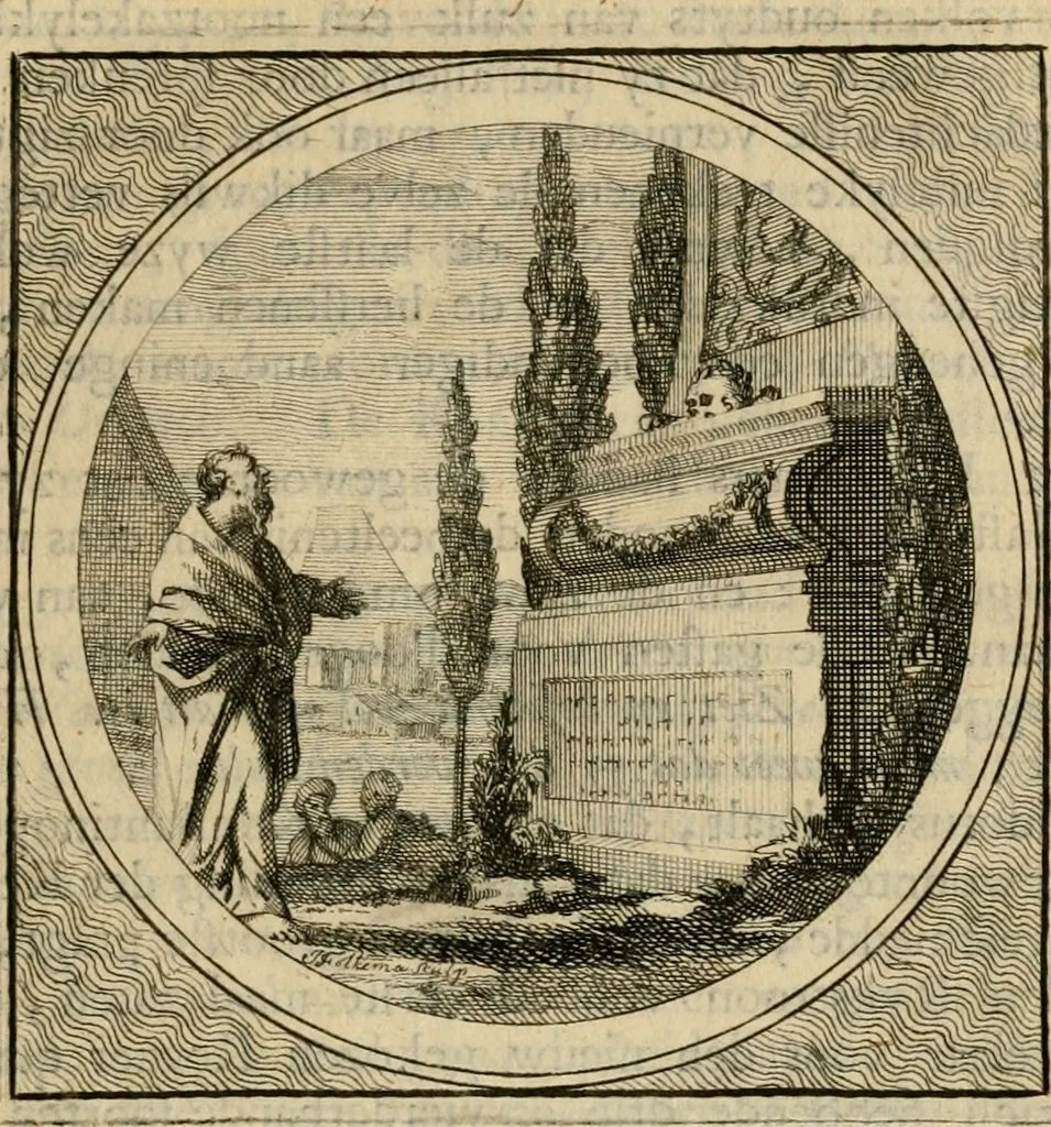 An illustration from Stichtelyke zinnebeelden gepast op deugden en ondeugden in LVII tafereeellen vertoont, 1723, leaf 102