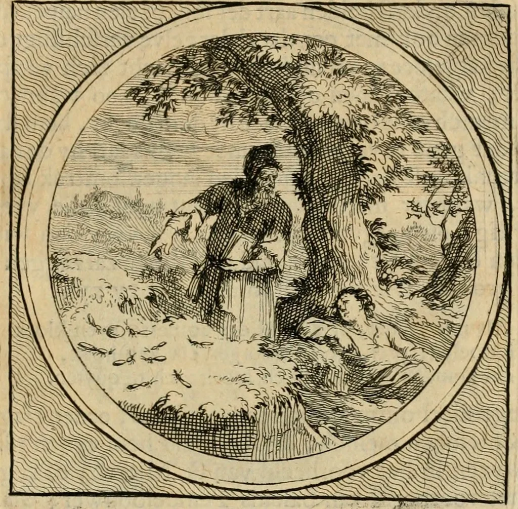An illustration from Stichtelyke zinnebeelden gepast op deugden en ondeugden in LVII tafereeellen vertoont, 1723, leaf 156