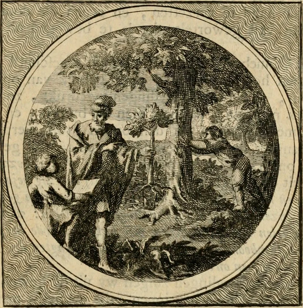 An illustration from Stichtelyke zinnebeelden gepast op deugden en ondeugden in LVII tafereeellen vertoont, 1723, leaf 170
