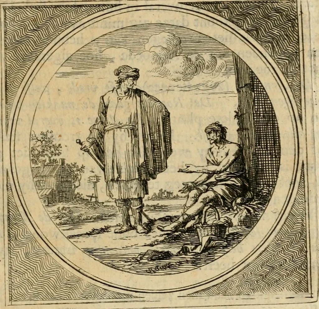 An illustration from Stichtelyke zinnebeelden gepast op deugden en ondeugden in LVII tafereeellen vertoont, 1723, leaf 174