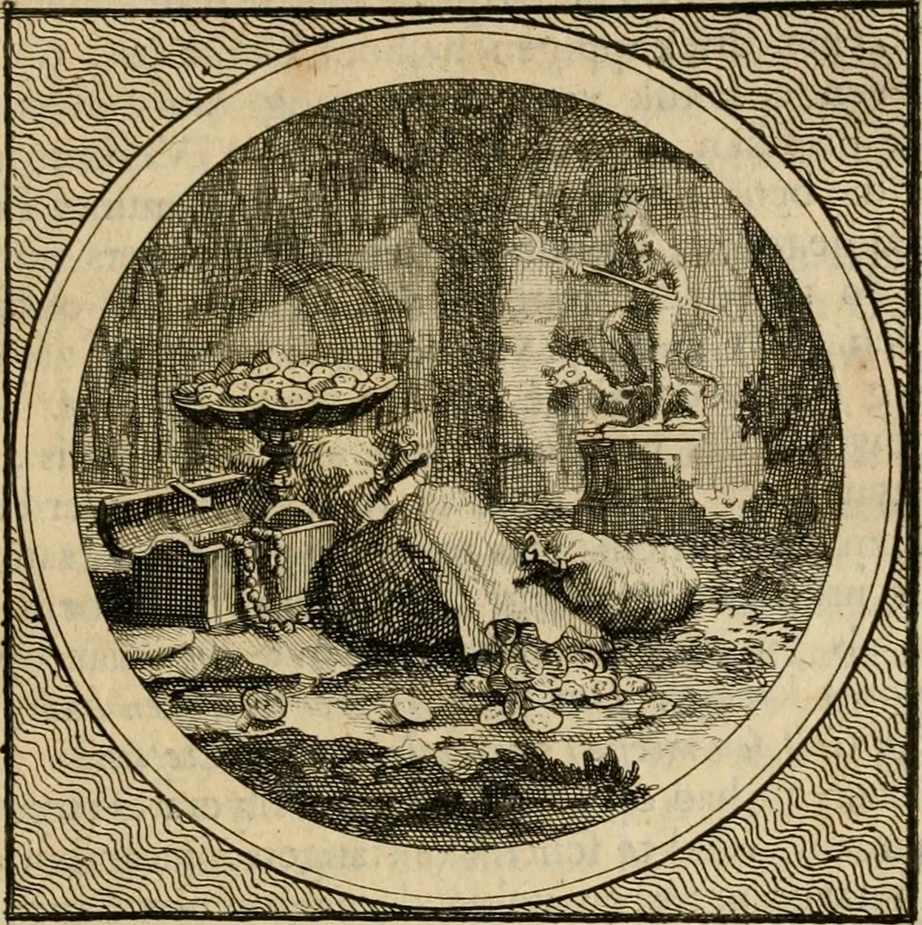 An illustration from Stichtelyke zinnebeelden gepast op deugden en ondeugden in LVII tafereeellen vertoont, 1723, leaf 210