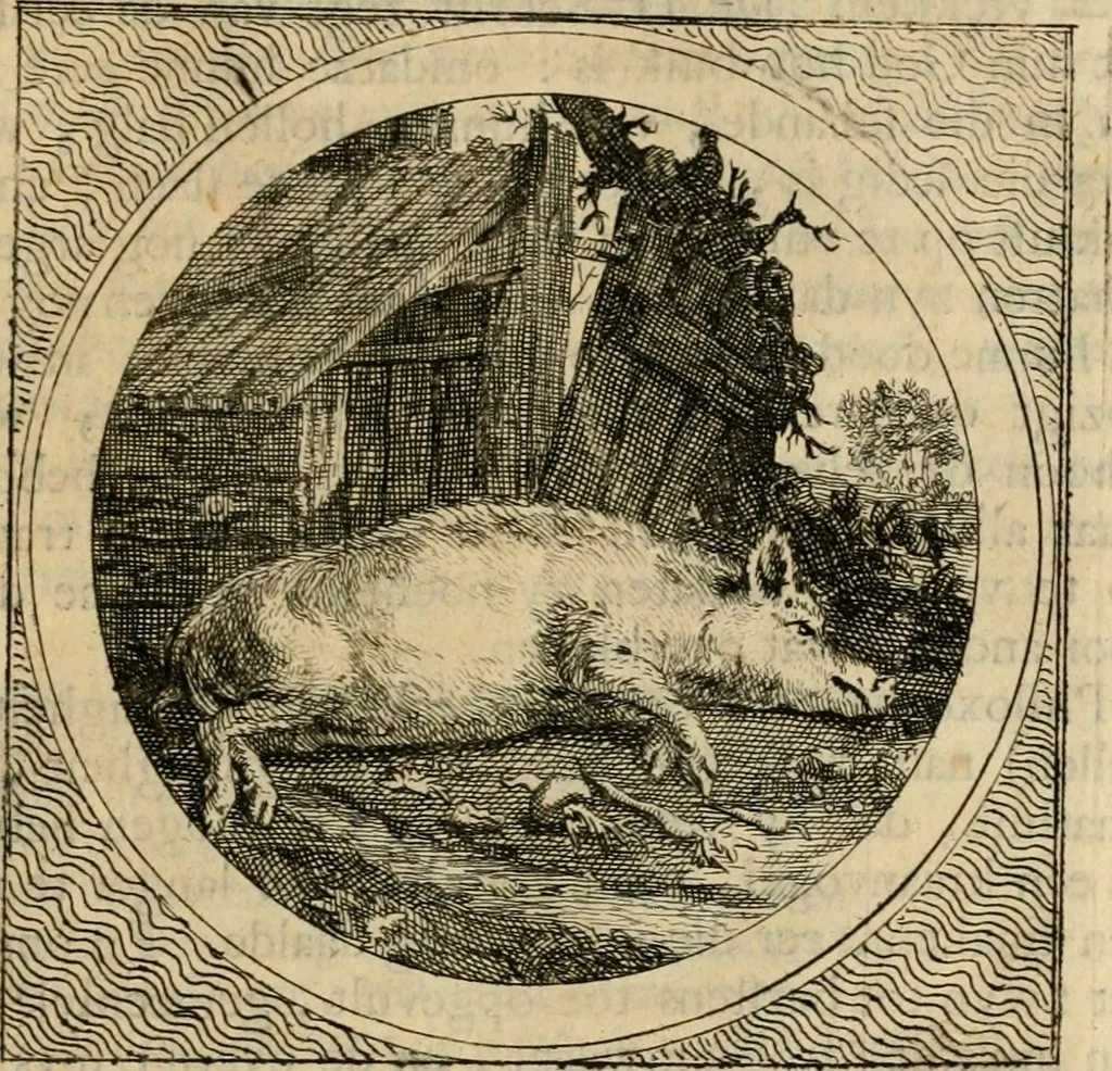 An illustration from Stichtelyke zinnebeelden gepast op deugden en ondeugden in LVII tafereeellen vertoont, 1723, leaf 228
