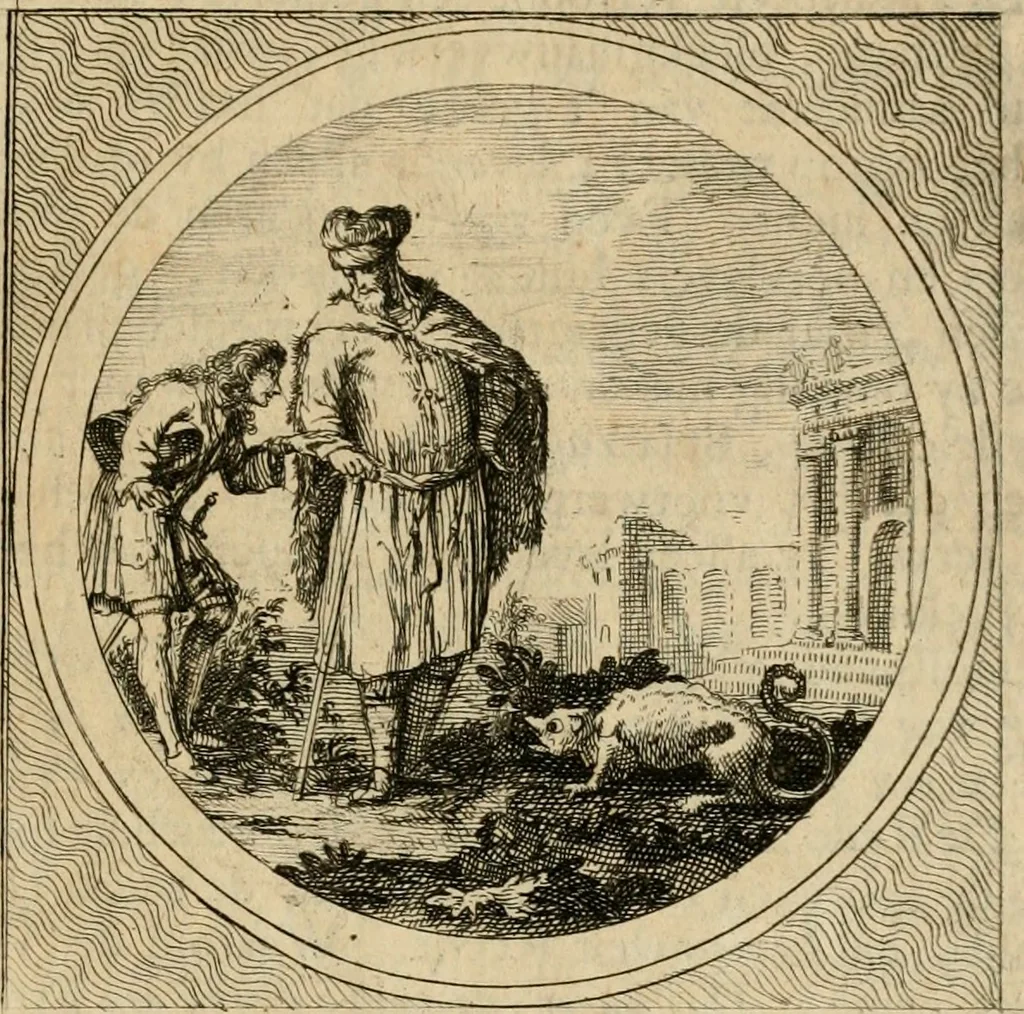 An illustration from Stichtelyke zinnebeelden gepast op deugden en ondeugden in LVII tafereeellen vertoont, 1723, leaf 240