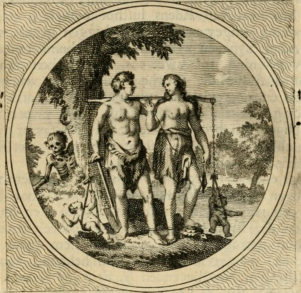 An illustration from Stichtelyke zinnebeelden gepast op deugden en ondeugden in LVII tafereeellen vertoont, 1723, leaf 40
