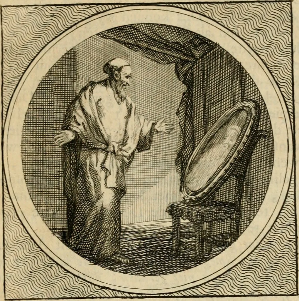 An illustration from Stichtelyke zinnebeelden gepast op deugden en ondeugden in LVII tafereeellen vertoont, 1723, leaf 48