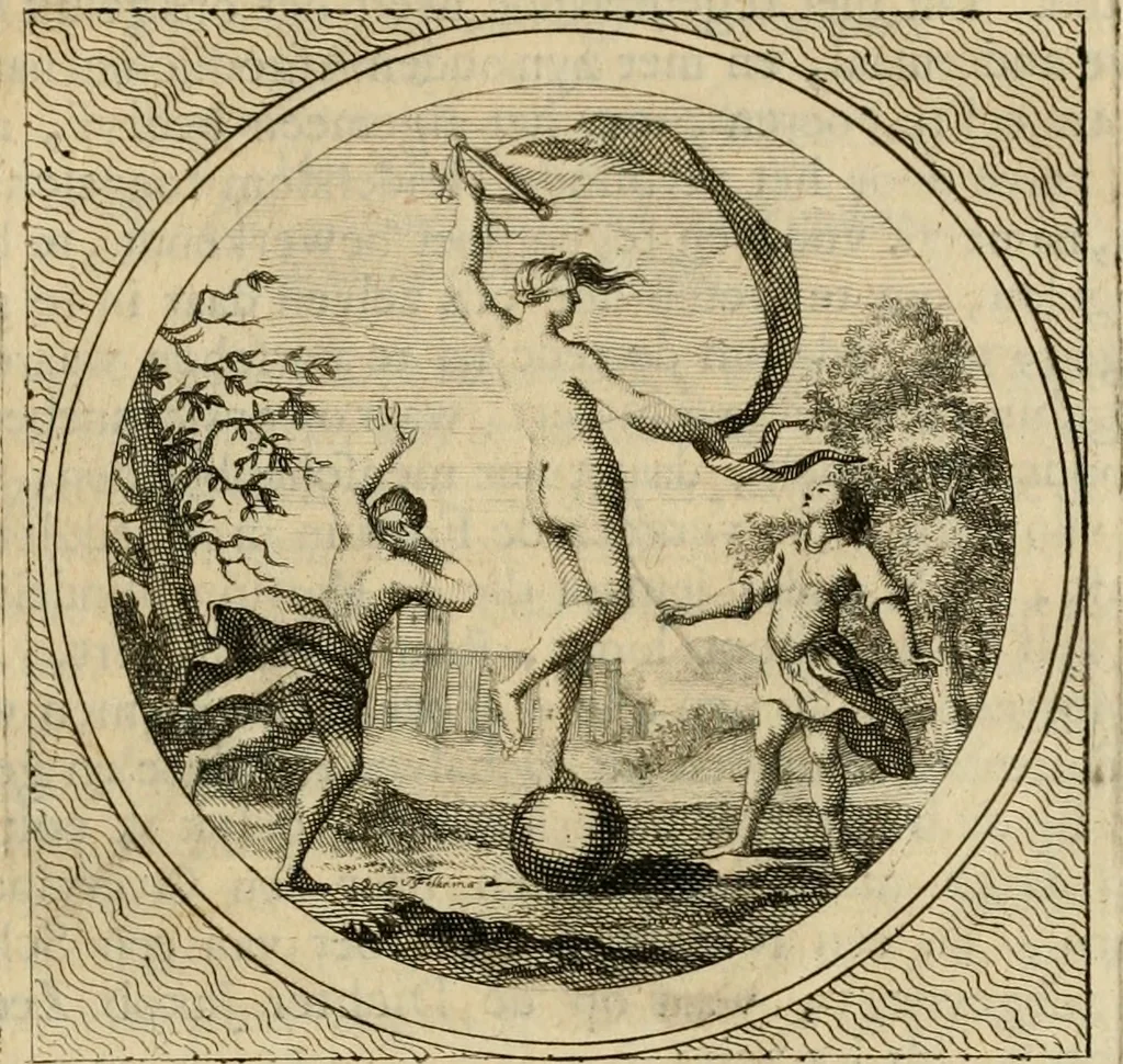 An illustration from Stichtelyke zinnebeelden gepast op deugden en ondeugden in LVII tafereeellen vertoont, 1723, leaf 78