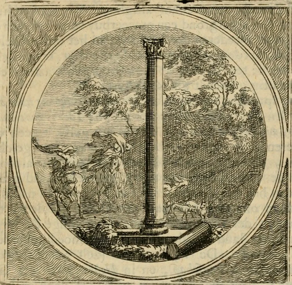 An illustration from Stichtelyke zinnebeelden gepast op deugden en ondeugden in LVII tafereeellen vertoont, 1723, leaf 86