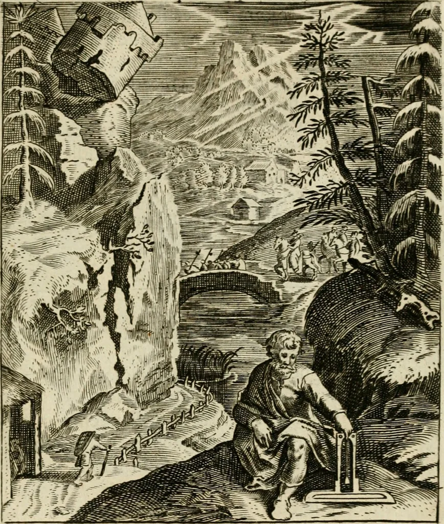 An illustration from Zinnebeelden, getrokken uit Horatius Flaccus, 1683, leaf 102