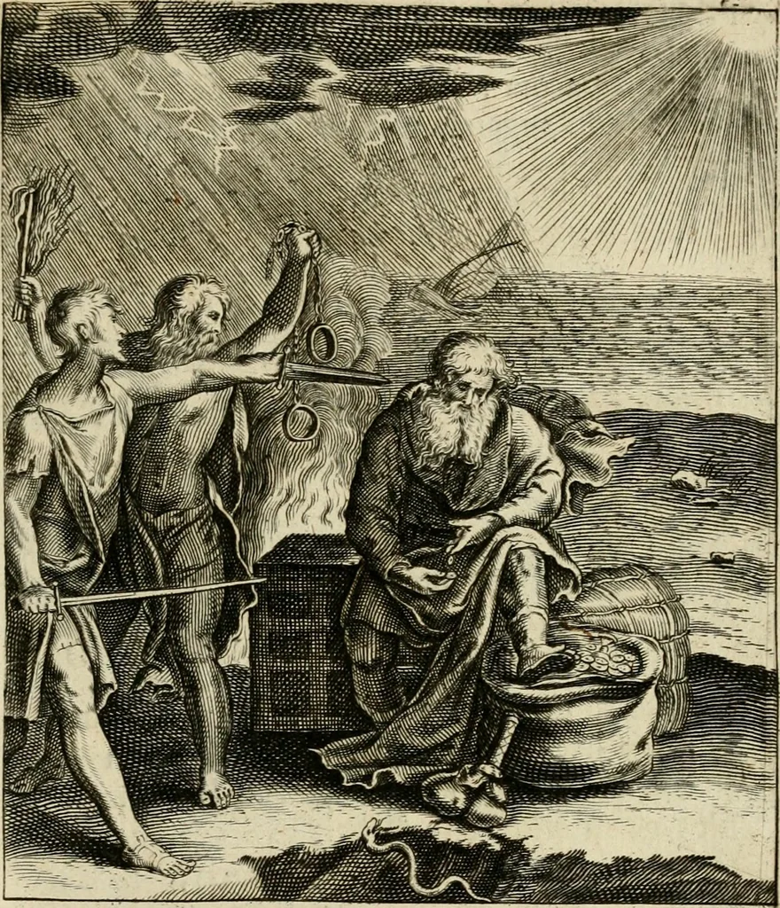 An illustration from Zinnebeelden, getrokken uit Horatius Flaccus, 1683, leaf 106