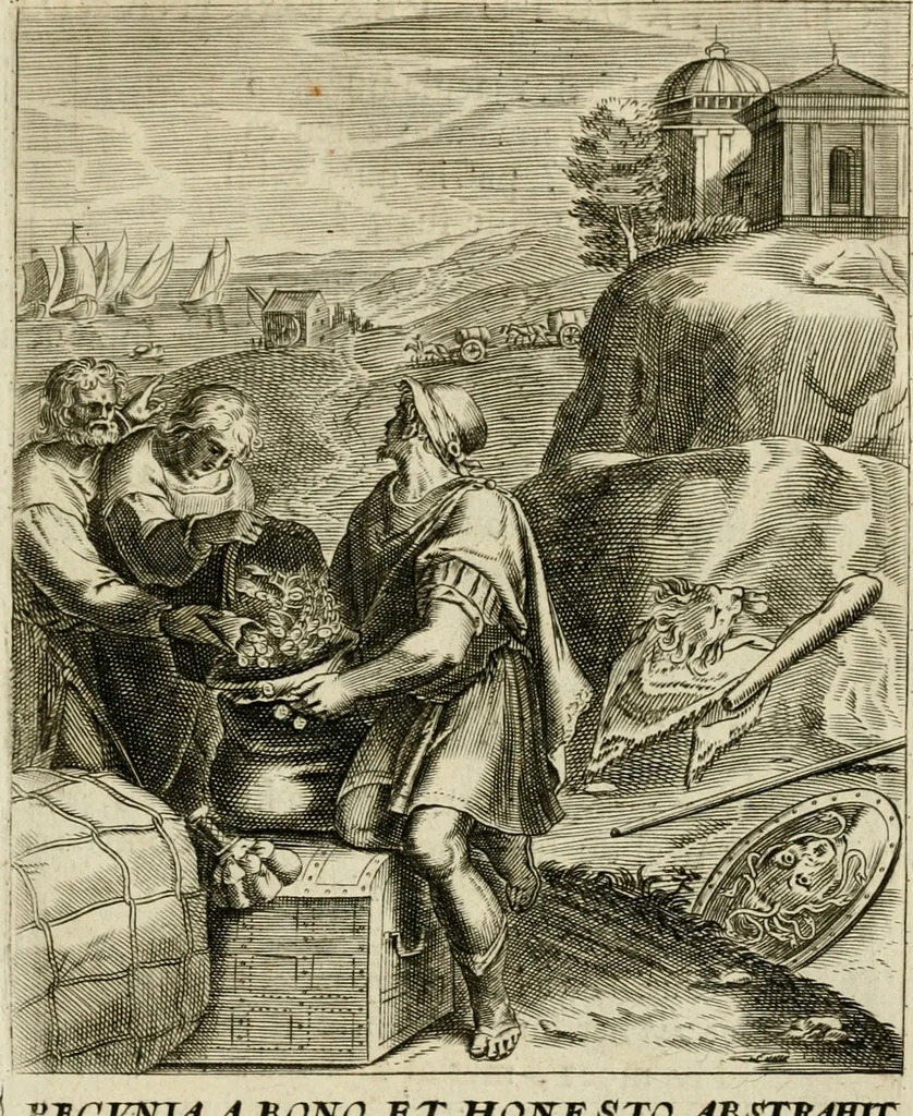 An illustration from Zinnebeelden, getrokken uit Horatius Flaccus, 1683, leaf 108