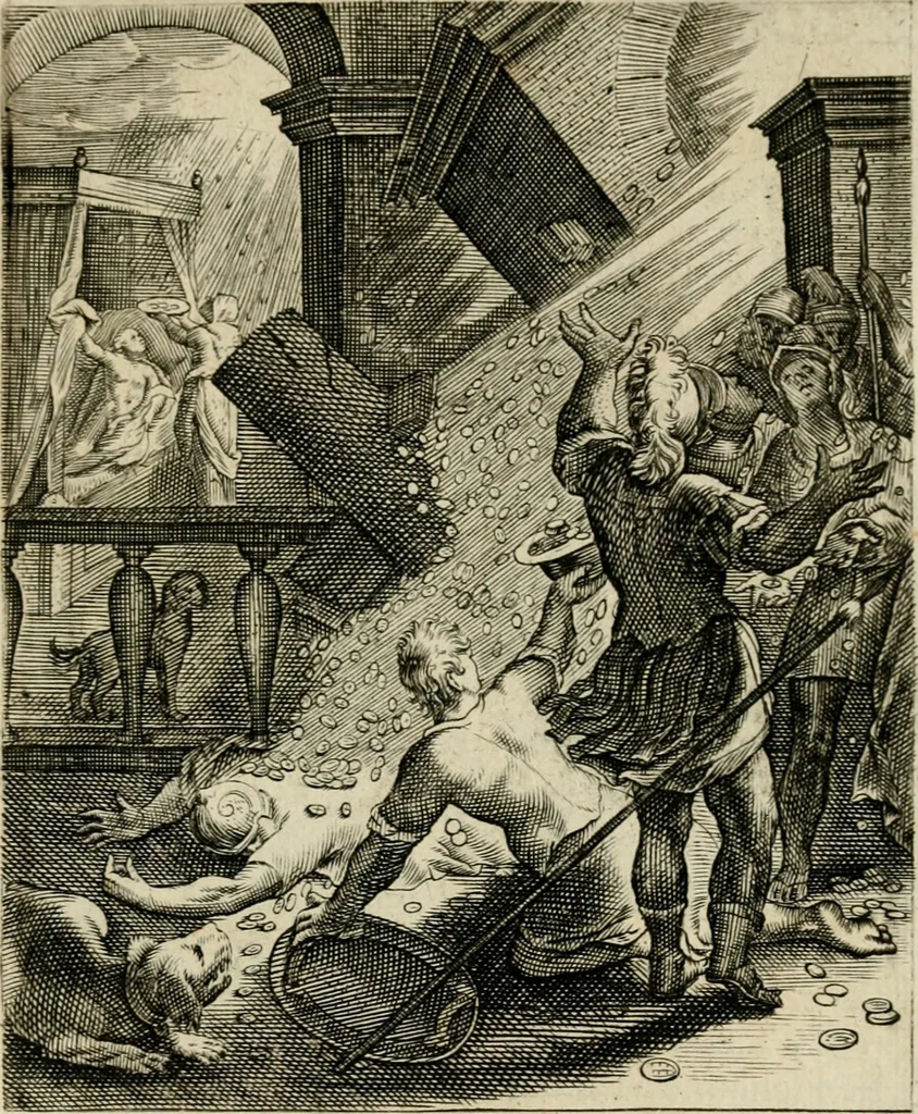 An illustration from Zinnebeelden, getrokken uit Horatius Flaccus, 1683, leaf 130
