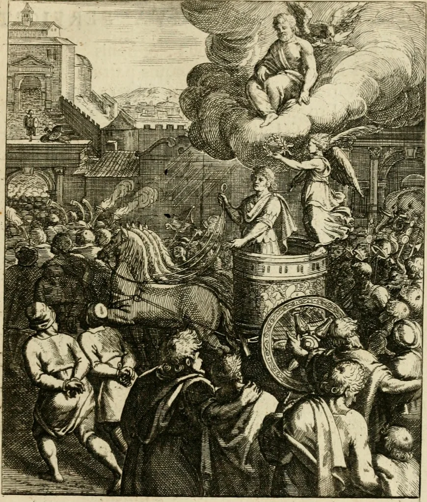 An illustration from Zinnebeelden, getrokken uit Horatius Flaccus, 1683, leaf 14