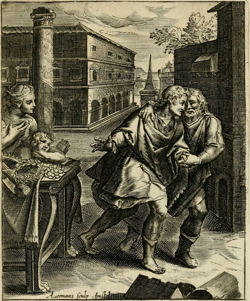 An illustration from Zinnebeelden, getrokken uit Horatius Flaccus, 1683, leaf 140