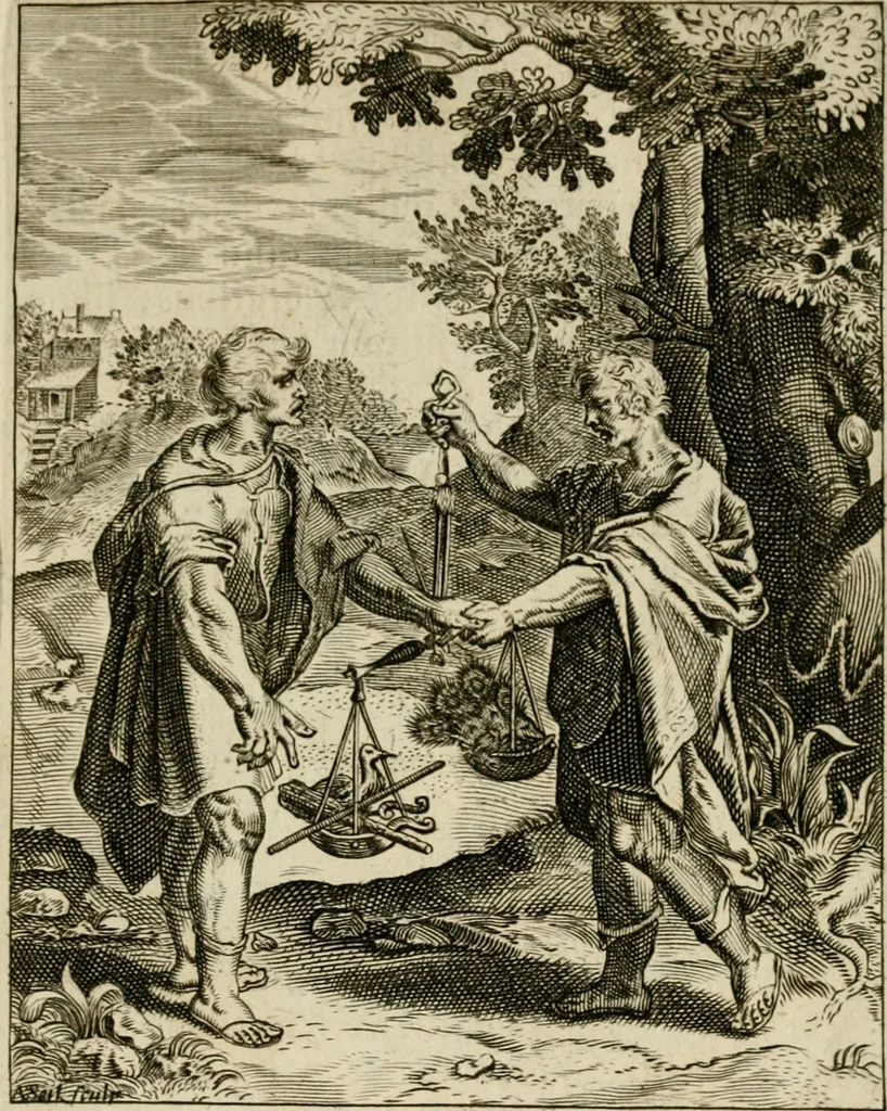 An illustration from Zinnebeelden, getrokken uit Horatius Flaccus, 1683, leaf 142