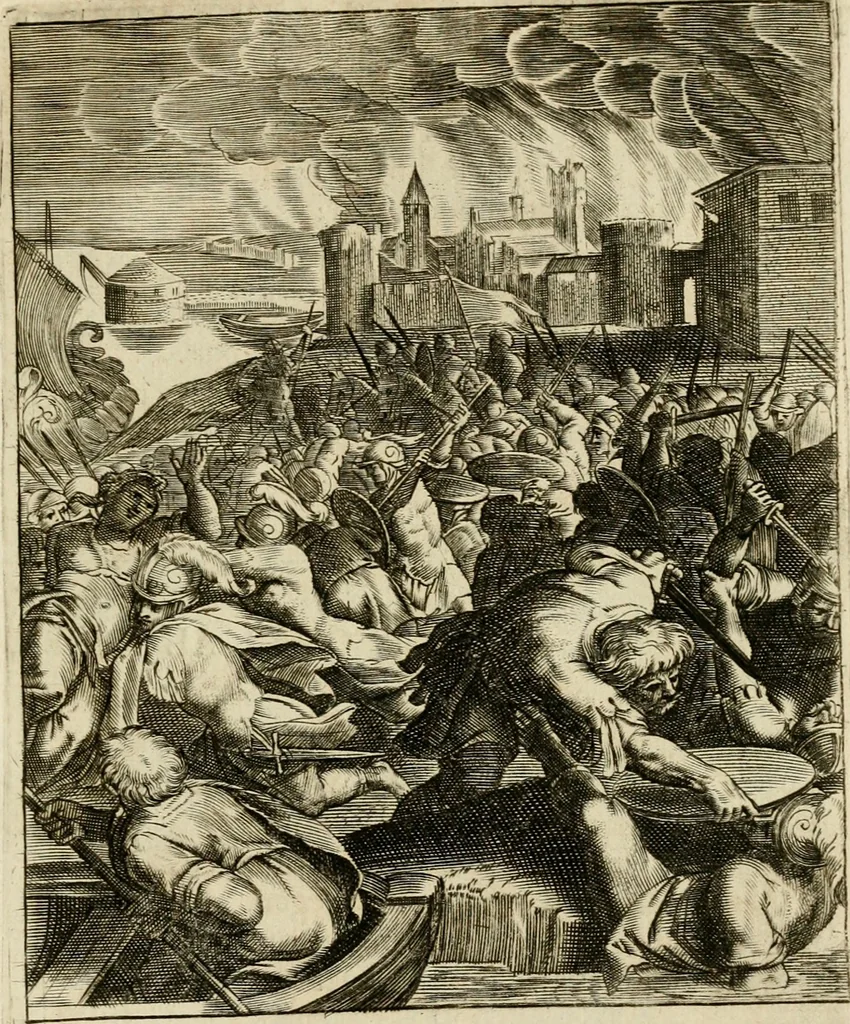 An illustration from Zinnebeelden, getrokken uit Horatius Flaccus, 1683, leaf 186