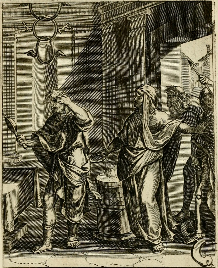 An illustration from Zinnebeelden, getrokken uit Horatius Flaccus, 1683, leaf 196