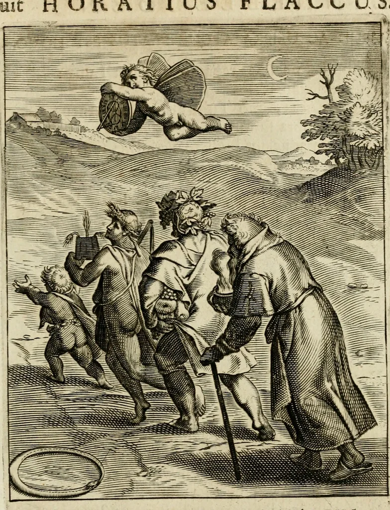 An illustration from Zinnebeelden, getrokken uit Horatius Flaccus, 1683, leaf 210